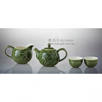 蘭花茶具組 (綠釉)