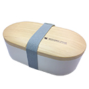 日式仿木紋橢圓形單層便當盒